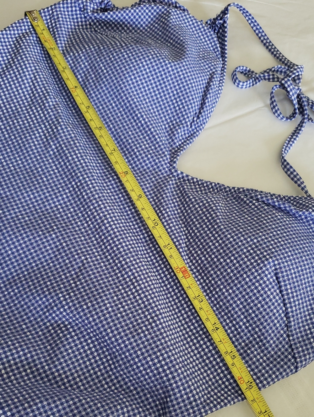 J. Crew NEW Blue Ruffle Halter Gingham One-Piece Swimsuit Women's 14 - Picture 12 of 12